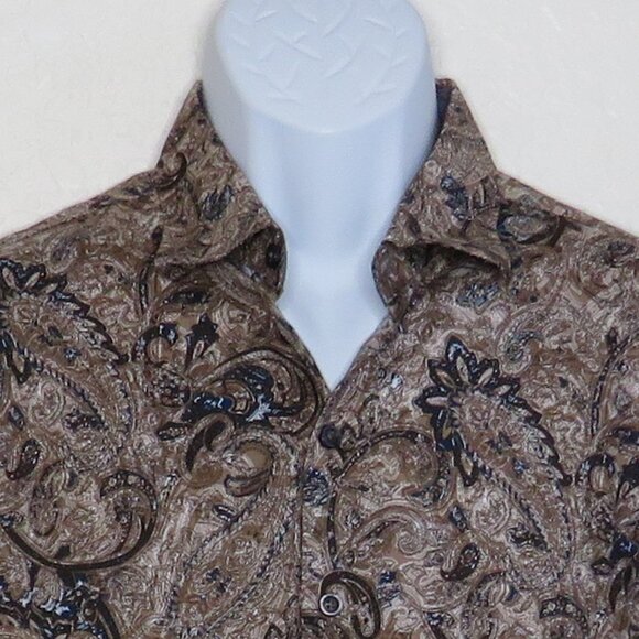 Consequence* Men's Long Sleeve Button Down Curved Hem BOHO Shirt~ Size Medium - Picture 4 of 11